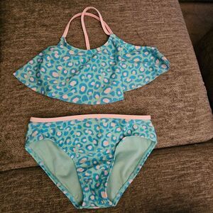 Cat & Jack Teal and Pink Leopard Bikini Set